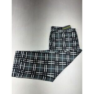 Sligo Chino Pants Mens 36x24 Tartan Check Golf Polyester Straight Fit Black Blue